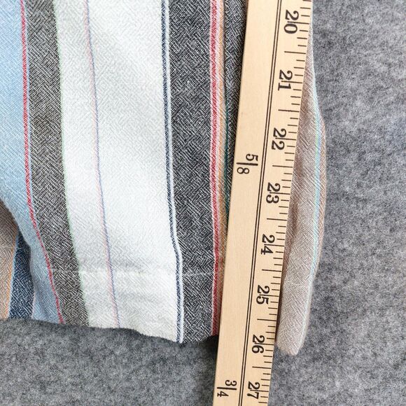 Chelsea & Theodore Pants Sz 1X Linen Blend Striped Cropped Wide Slit Leg Beach - Picture 6 of 11